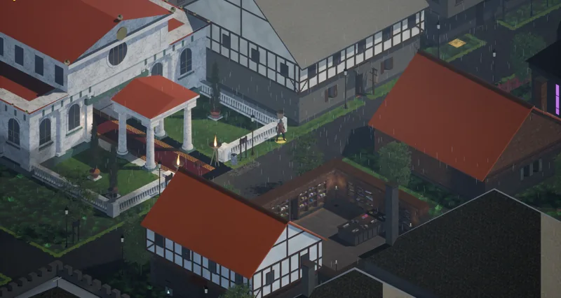 Aston's red roofs in the rain